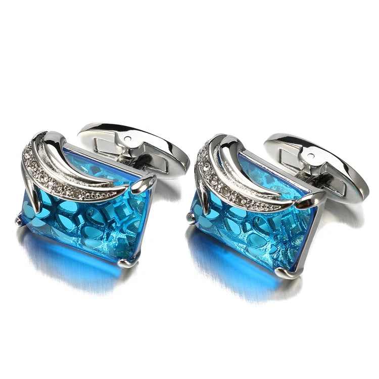 AZURE CRYSTAL EXECUTIVE CUFFLINKS