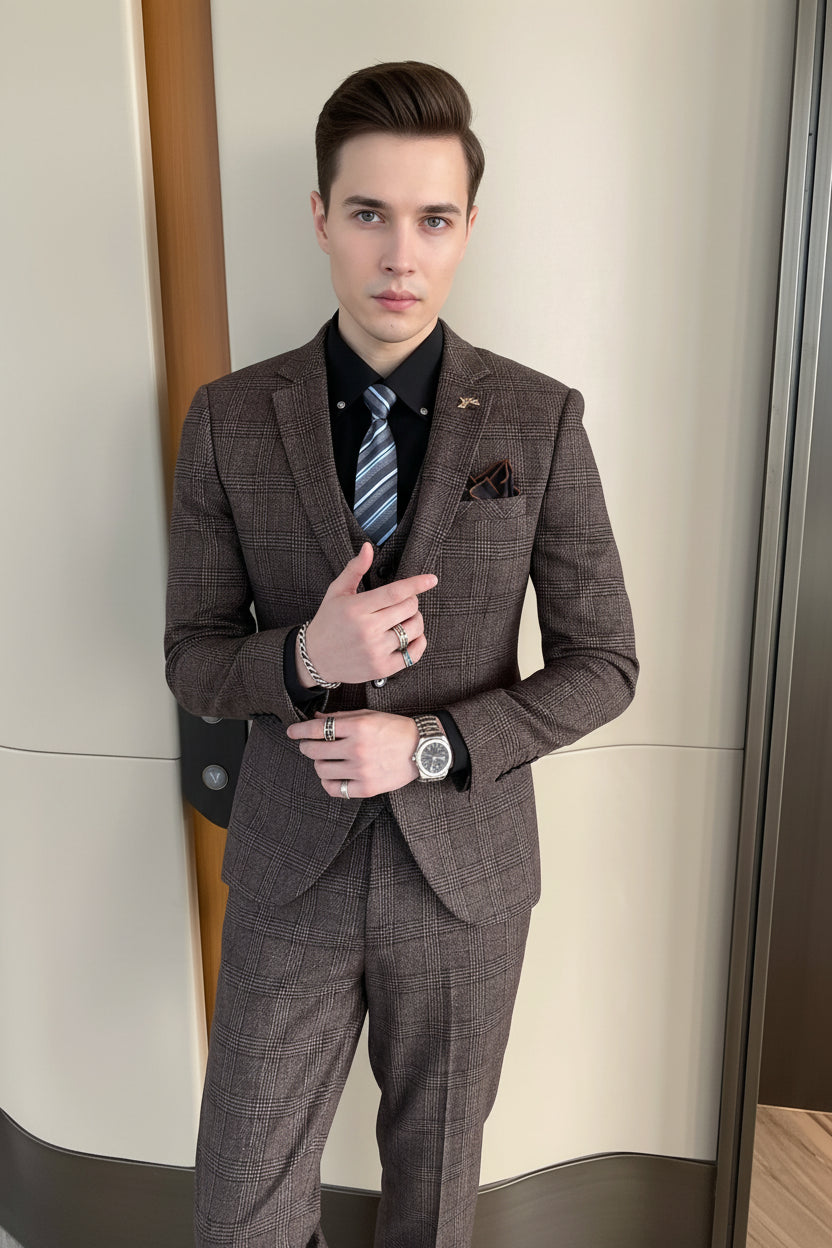 SUITS MENS STEEL GREY URBAN CHECK