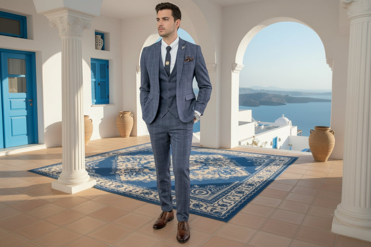 SUITS MENS STEEL GREY URBAN CHECK