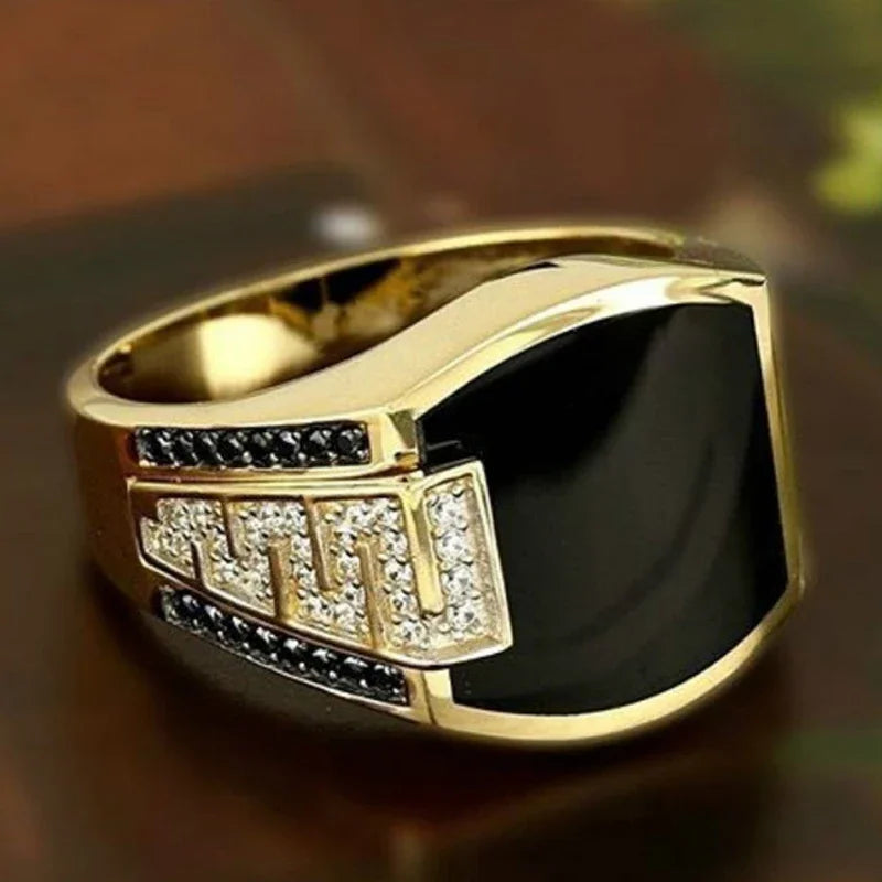 GREEK KEY LUXURY GOLD BAND RING