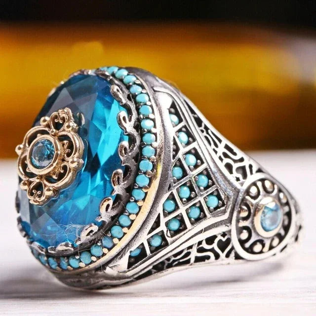 BLUE SAPPHIRE MENS SIGNET RING