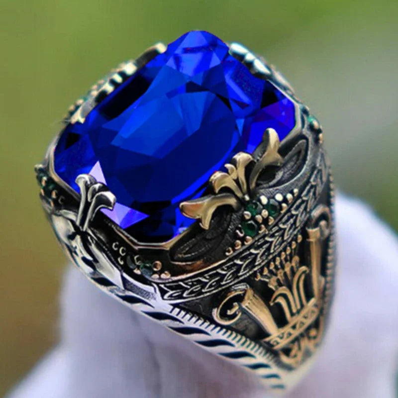 BLUE SAPPHIRE MENS SIGNET RING