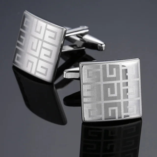 THE SILVER KNIGHT PATTERN CUFFLINKS
